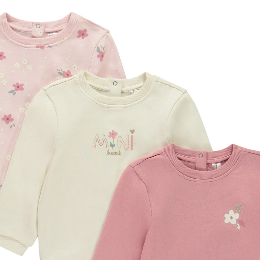 Lot de 3 sweats en molleton fantaisie pour bébé fille  