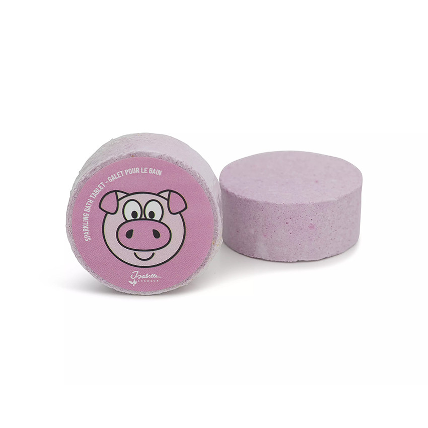 Petit galet de bain effervescent cochon parfum fraise 