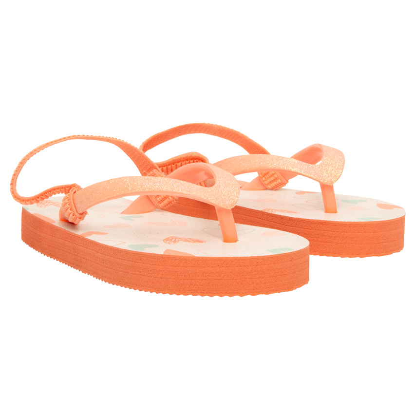 Tongs à bride pailletée imprimé cœurs pour fille avec lanière selon l'âge 