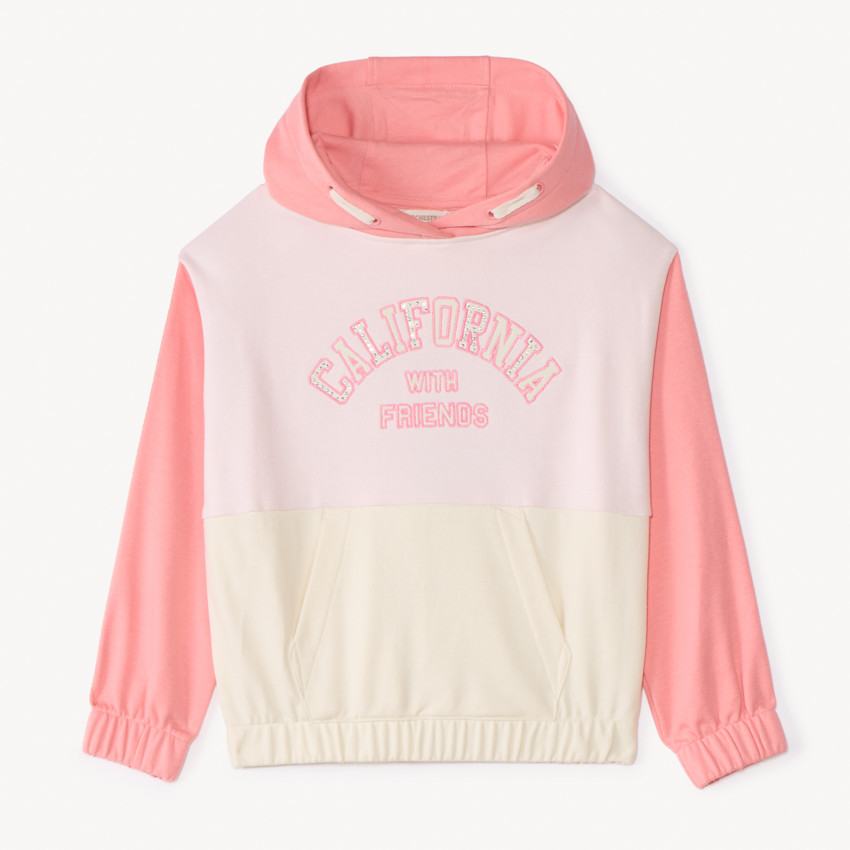 Katoenen hoodie met colorblock-effect voor meisjes 