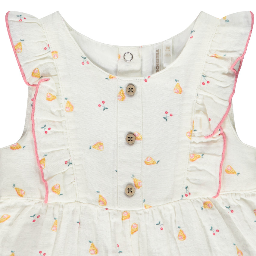 Korte jumpsuit van katoen gaas met fruit voor meisjes 