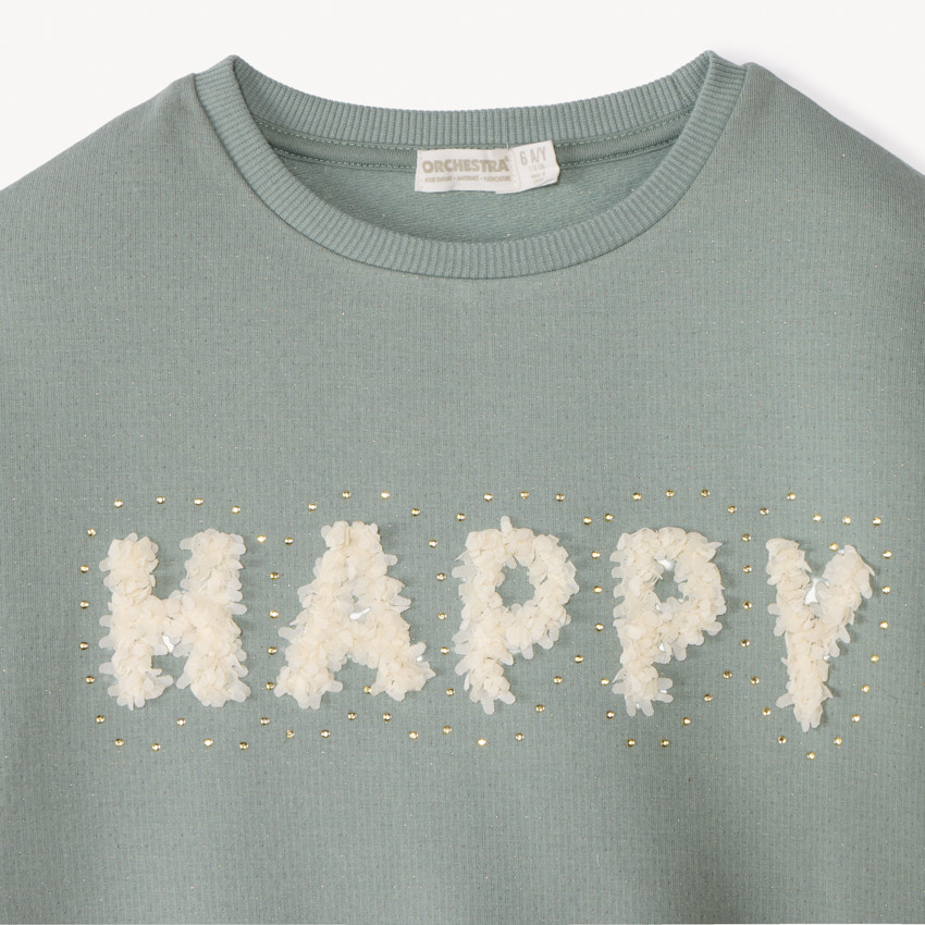 Oversized sweat met 3D bloembreiselpatroon voor meisjes 