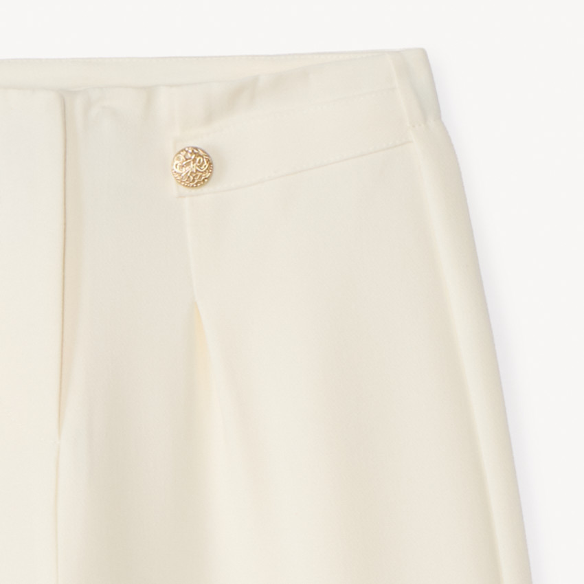 Pantalon large à pinces uni pour fille 