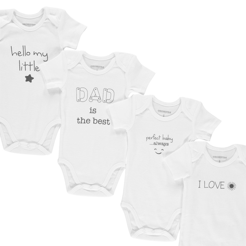 Lot de 7 bodies manches courtes à message printé pour bébé 