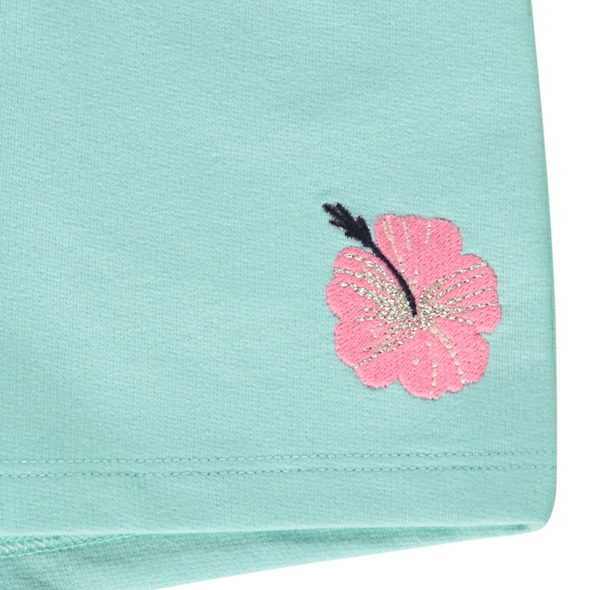 Twee-delige set met bloemenprint top en effen short voor meisjes 