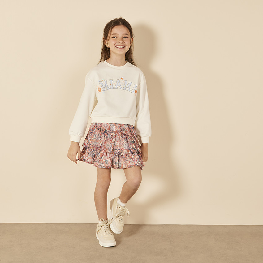 Sweatshirt crop top oversize print Miami voor meisjes 