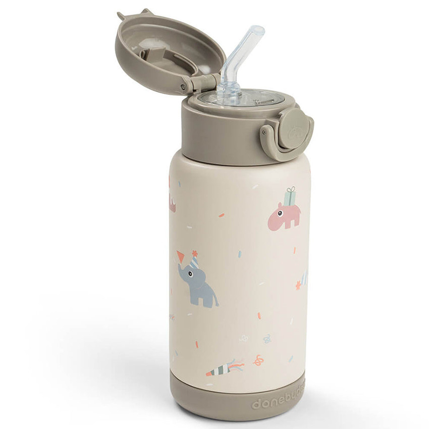 Drinkfles isothermish met rietje  340ml Celebration Zand 