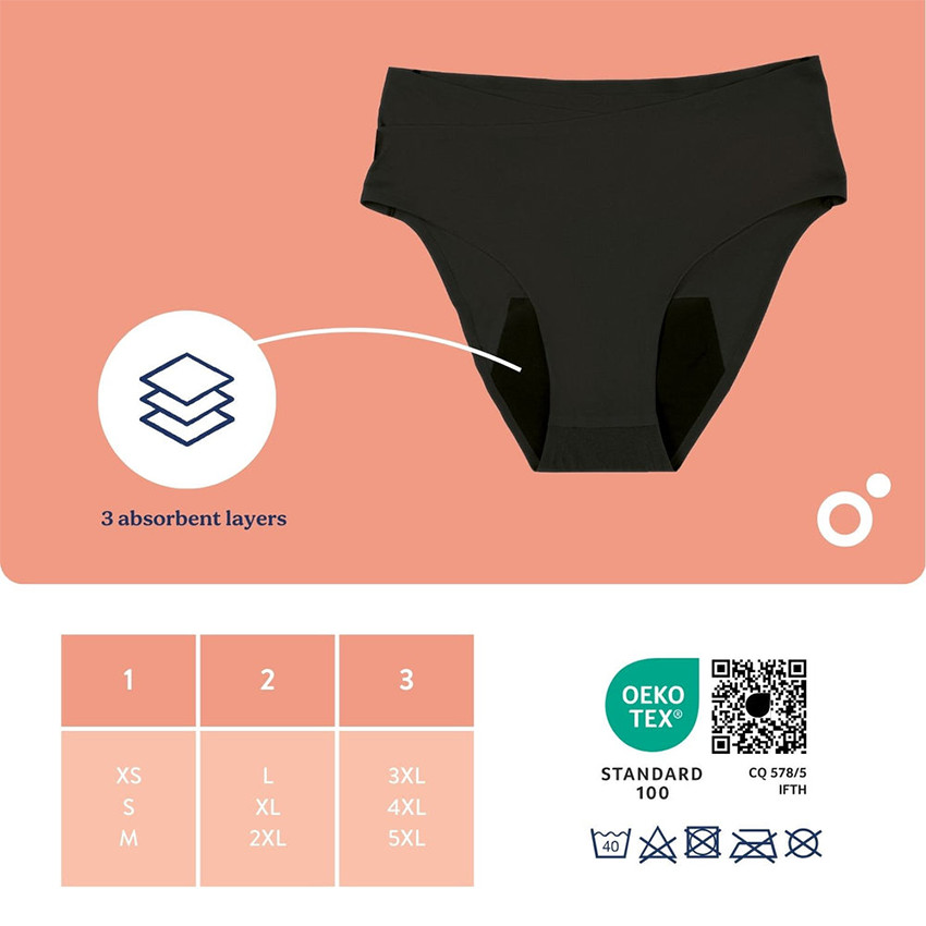 Slip Flowly Maat 2 Postpartum & menstruatie L/XL/2XL Zwart 