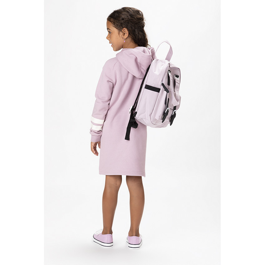 Sweaterjurk van geborsteld molton met kap en borduursel voor meisjes 