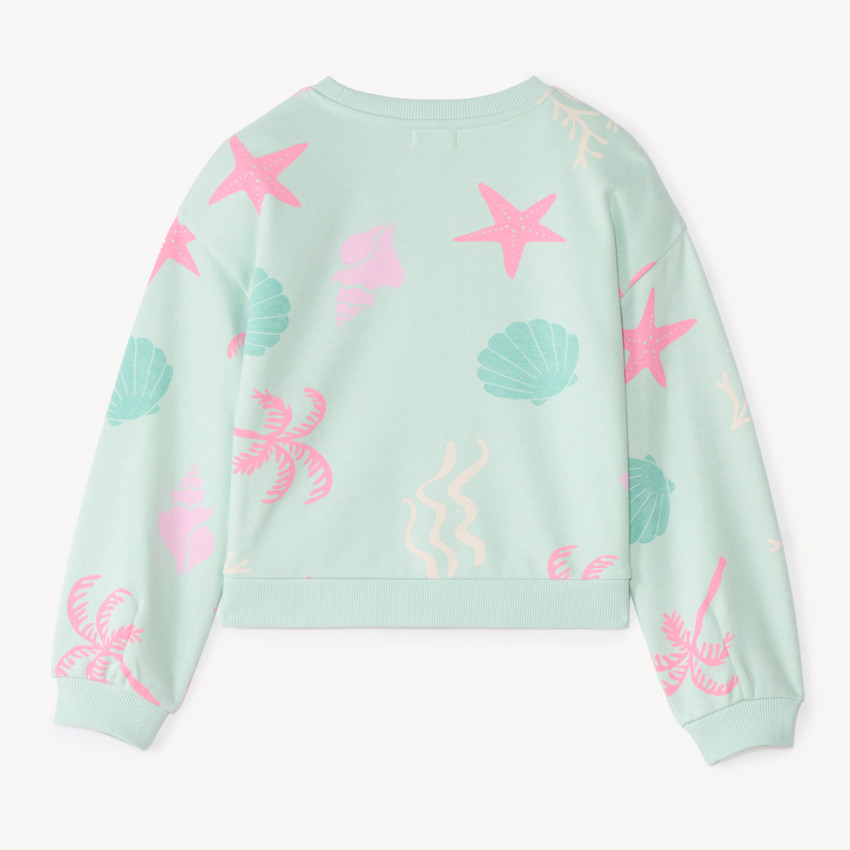 Sweat oversize en molleton print à paillettes fantaisie pour fille 