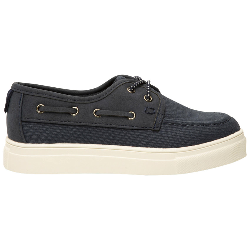 Lage sneakers van twee materialen met elastische veters voor jongen 