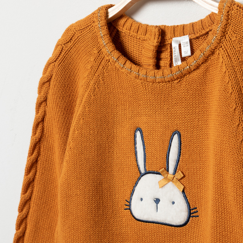 Robe en tricot motif lapin pour bébé fille 