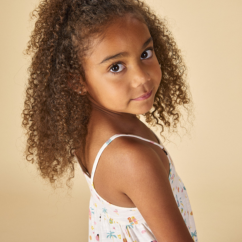 Rok met bretellen vakantie print voor meisjes 