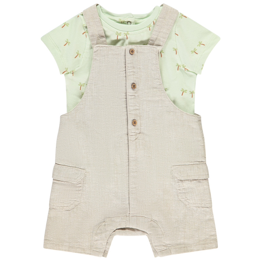 Ensemble salopette + t-shirt imprimé palmier pour bébé garçon  
