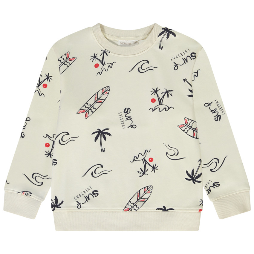 Sweatshirt fleece met surfprint voor jongens 