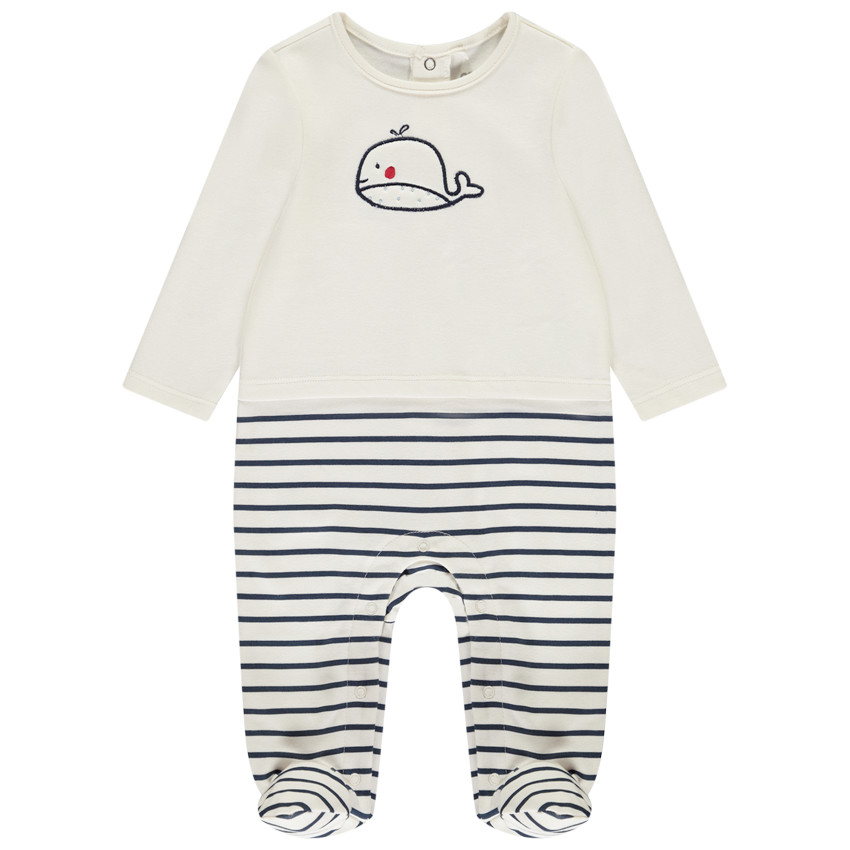 Pyjama 2-in-1 met walvis en gestreept patroon voor baby 