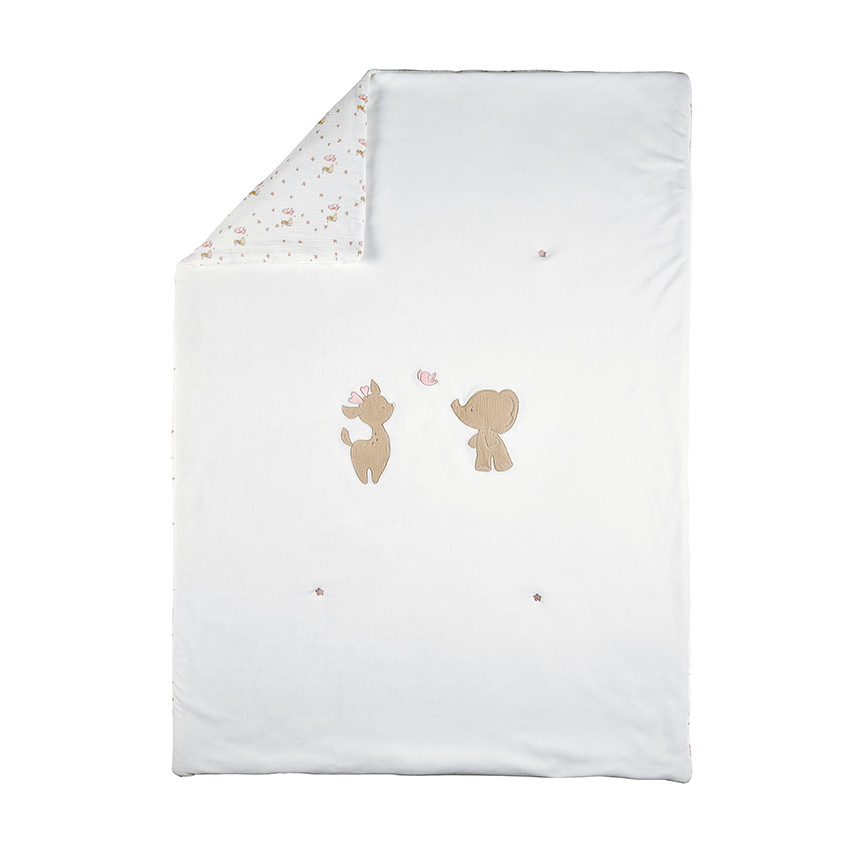 Couverture/edredon - Fanfan - Velours - Blanc - 100x135 cm 