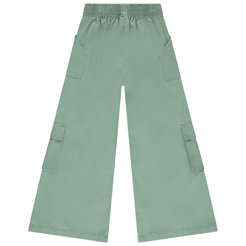 Groene stofbroek met zakken voor meisjes 