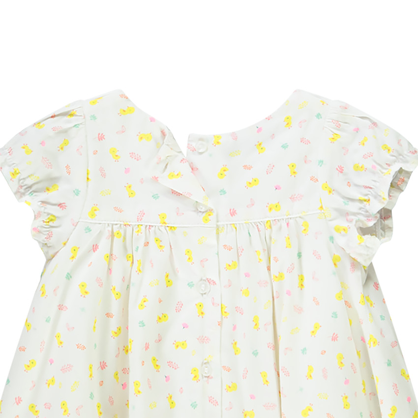 Ensemble robe + bloomer imprimé poussin pour bébé fille 