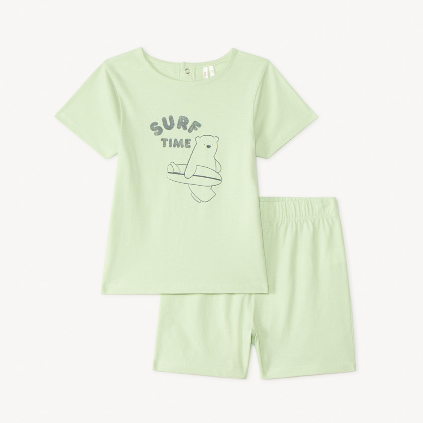 Pyjama 2 pièces t-shirt + short print ours surfeur pour bébé garçon 