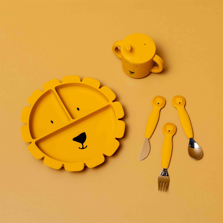 Set de 3 couverts en silicone et acier inoxydable Mr. Lion 