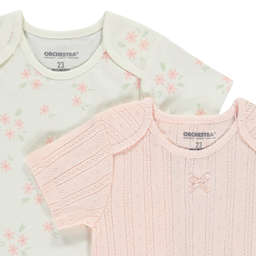 Set van 5 bodies met korte mouwen voor meisjes met verschillende openingen afhankelijk van de leeftijd 