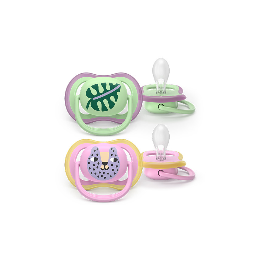 Pakket van 2 Ultra Air siliconen fopspenen 6-18M 