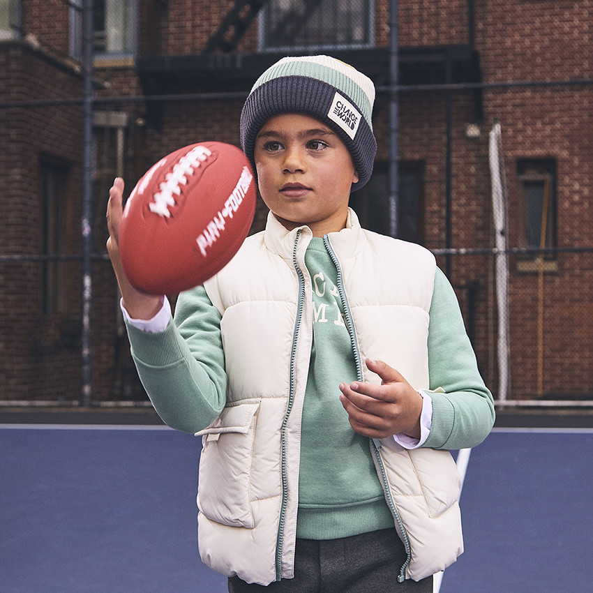 Mouwloze donsjas gevoerd met microfleece voor jongens 