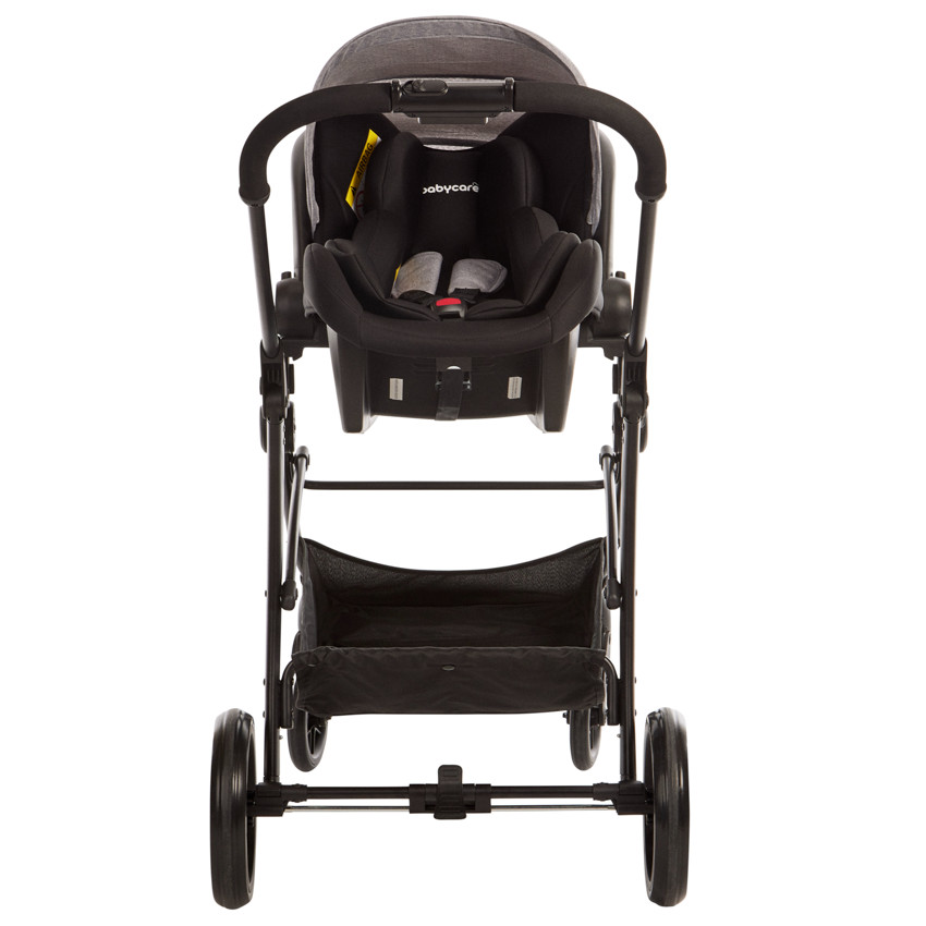 Poussette trio combinée avec siège-auto et couffin gris chiné/noir 