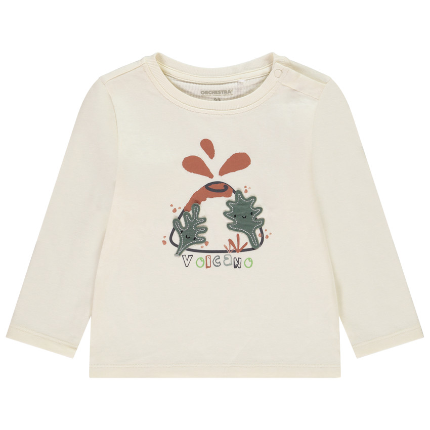 T-shirt à manches longues print volcan et broderie pour bébé garçon 