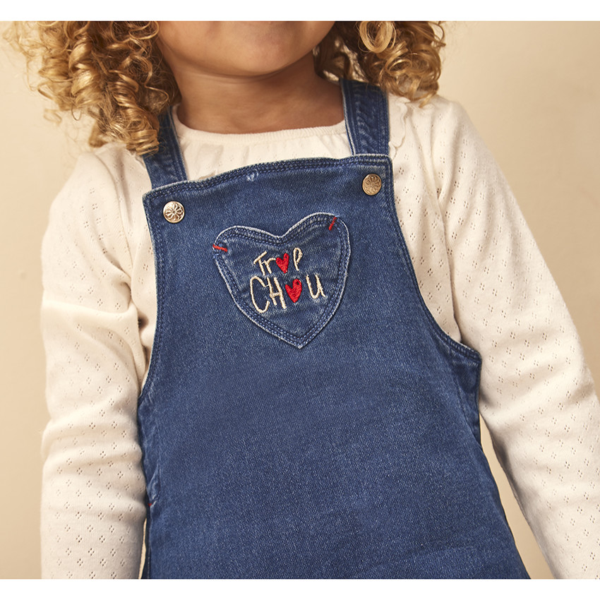 Robe à bretelles effet jean pour bébé fille 