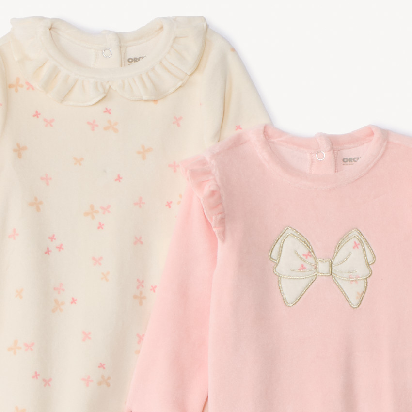 Lot de 2 dors-bien en velours fantaisie pour bébé fille  