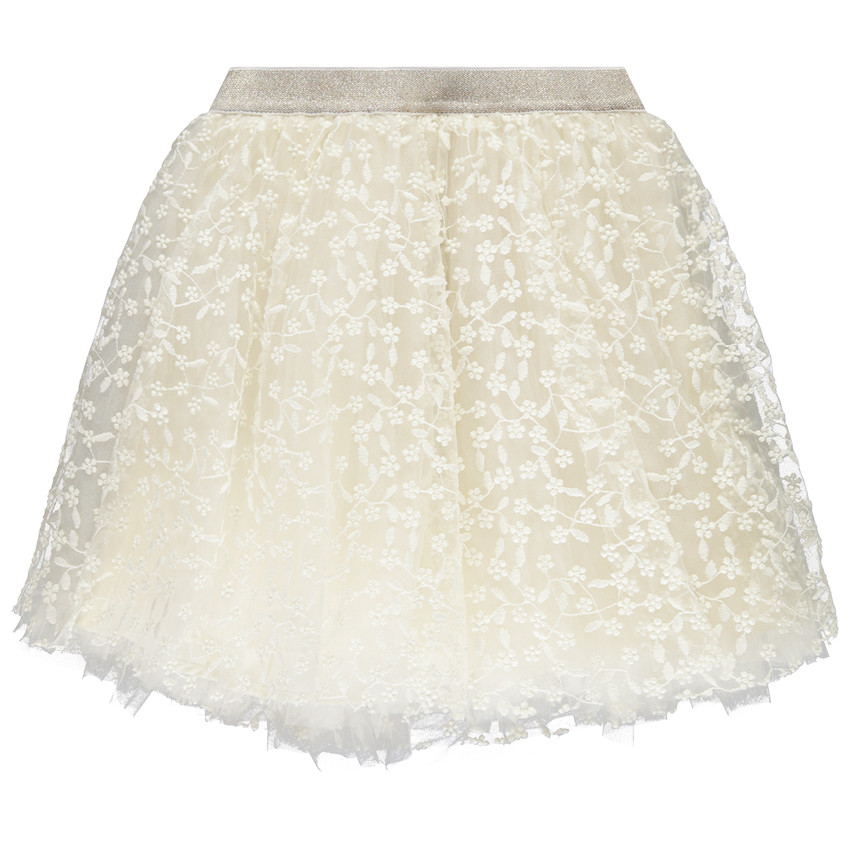 Jupe courte en tulle brodé et taille pailletée pour fille 