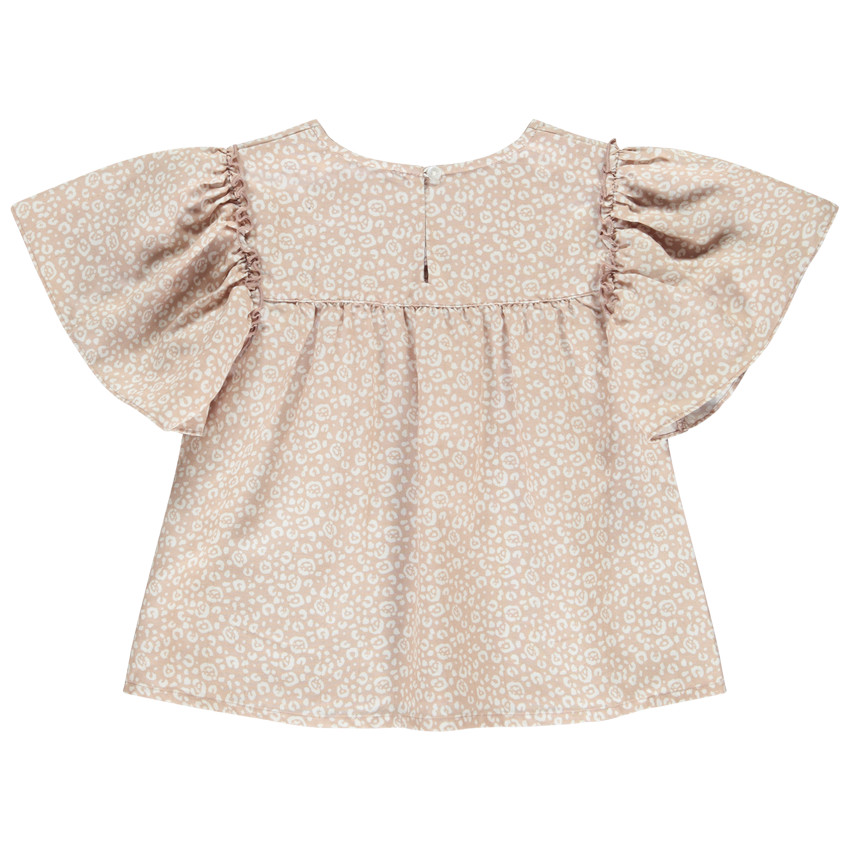 Tuniek met korte uitlopende mouwen en vlekkenprint voor meisjes 