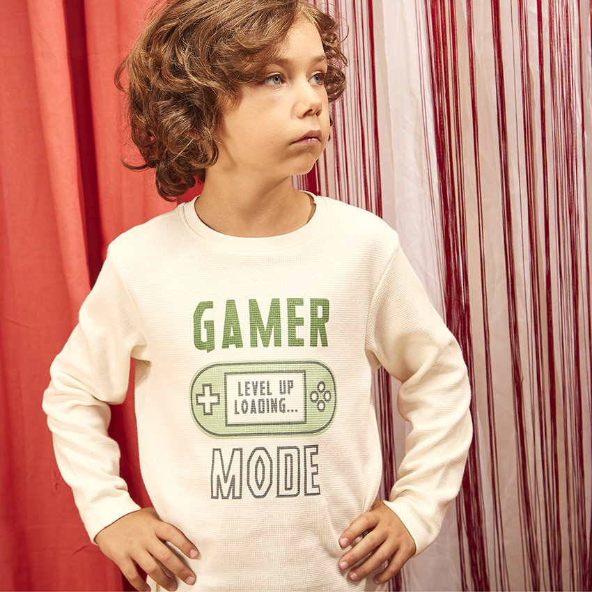 Lange mouwen T-shirt in honingraat voor jongens 