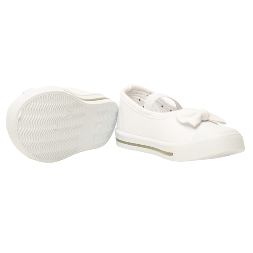 Meisjespantoffels van stof met strik en elastische band 