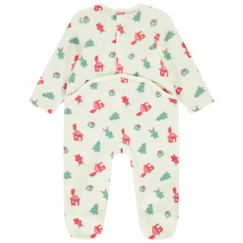 Pyjama in fluweel met kerstboomprint voor baby 
