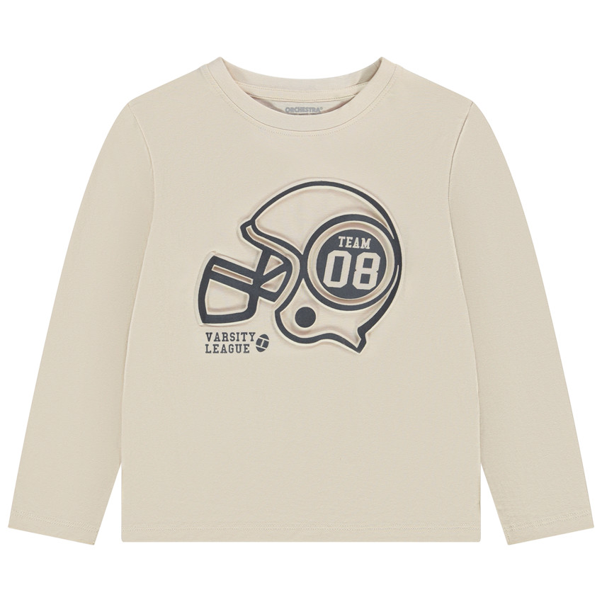 T-shirt manches longues motif fantaisie en relief pour garçon 