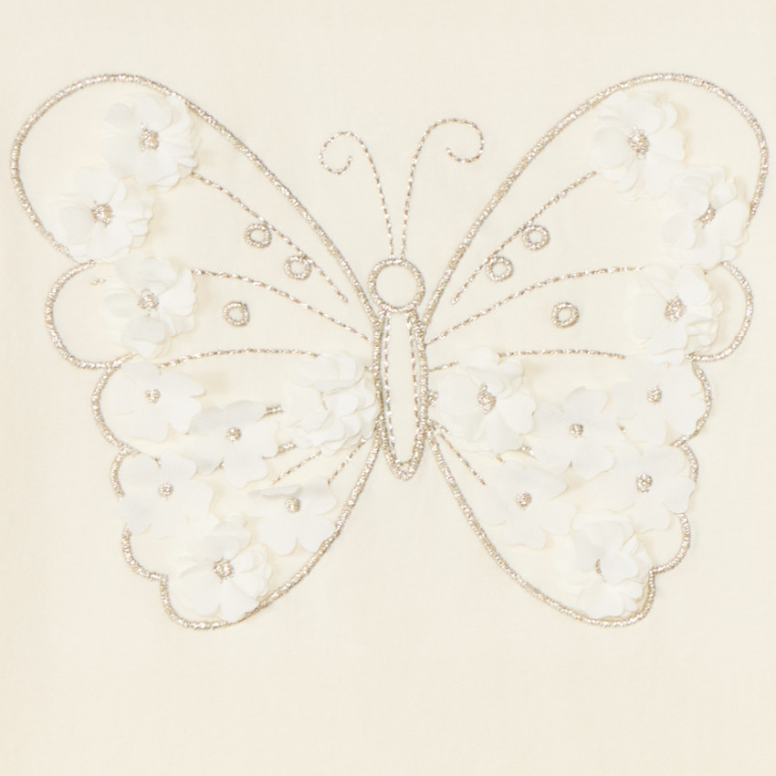 T-shirt met korte mouwen met vlinderprint voor meisje. 