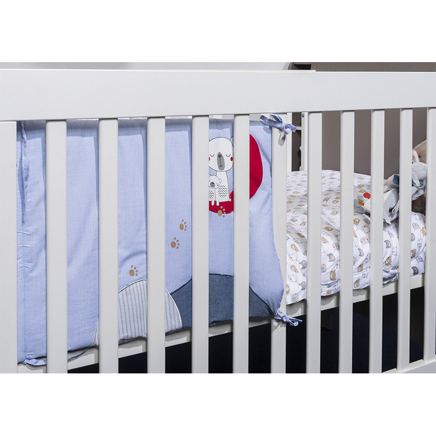 Tour de lit en popeline avec oursons brodés 