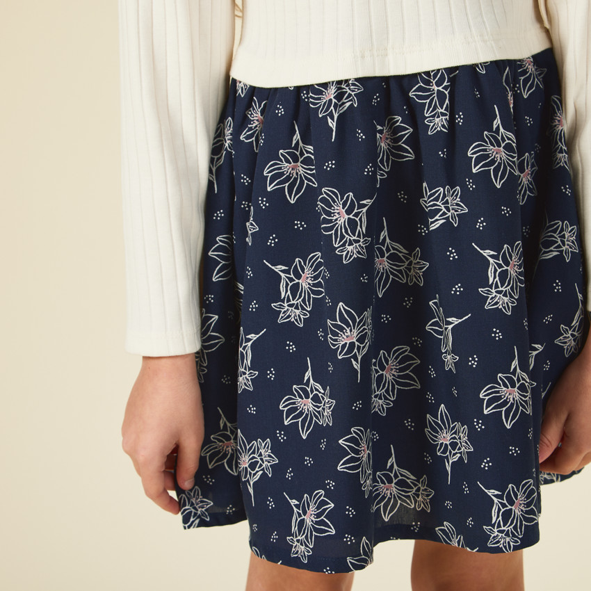 Robe manches longues effet 2 en 1 cache-cœur pour fille 