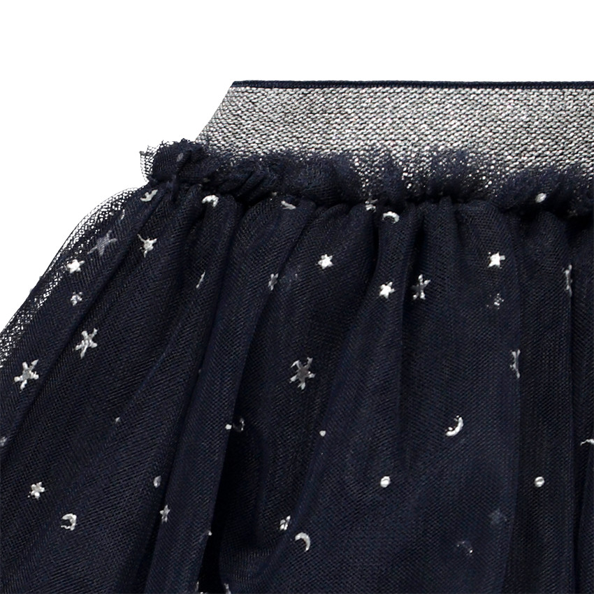 Jupe froncée en tulle imprimé argenté pour fille 