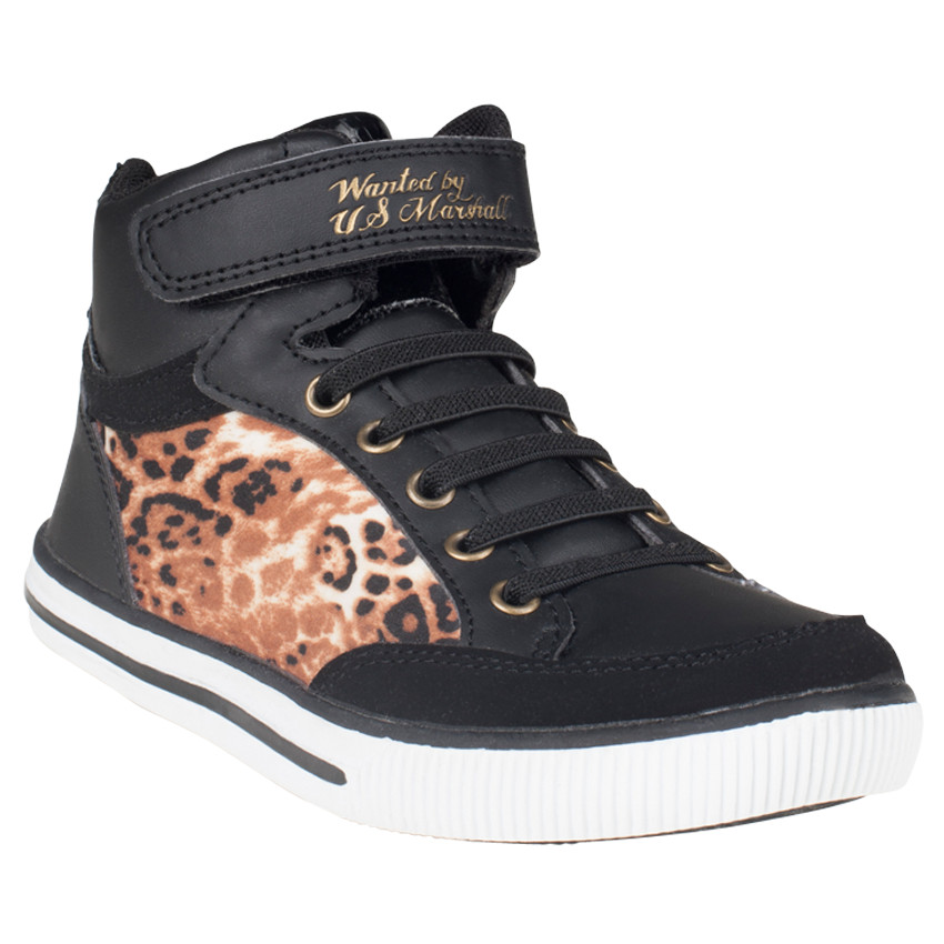 US Marshall Sneakers hoge zwarte en luipaard met elastische veters 36 tot 38 