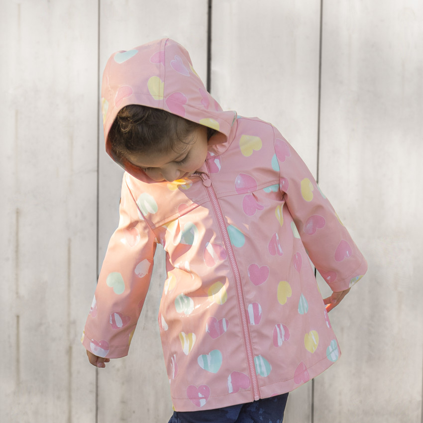 Meerkleurige regenjas met hartjesprint voor meisjes 