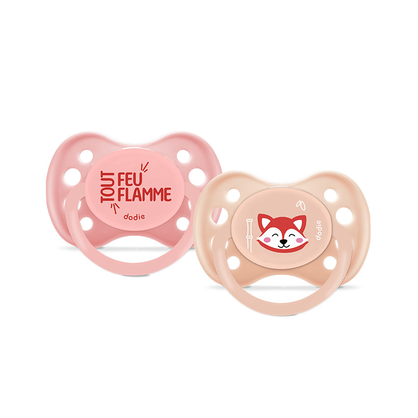 Lot de 2 sucettes panda roux en silicone anatomique 6M+  