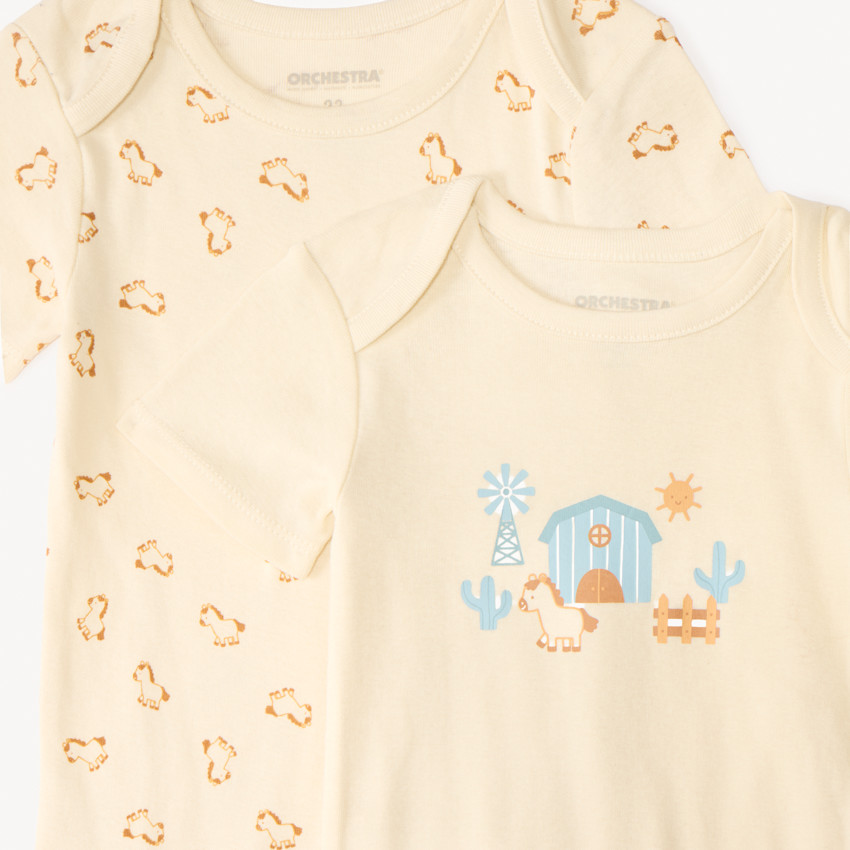Set van 5 korte mouw rompers met een klein paardenontwerp voor babyjongen 