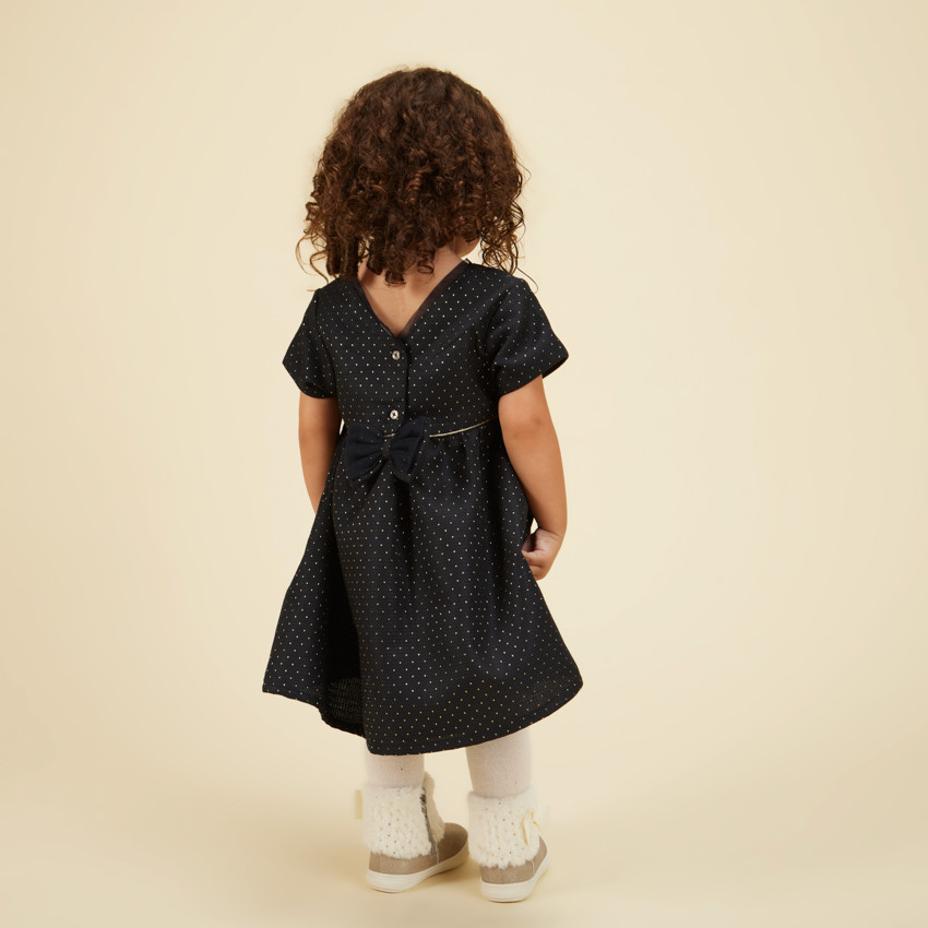 Ensemble robe de fête en jacquard + bandeau pour bébé fille 