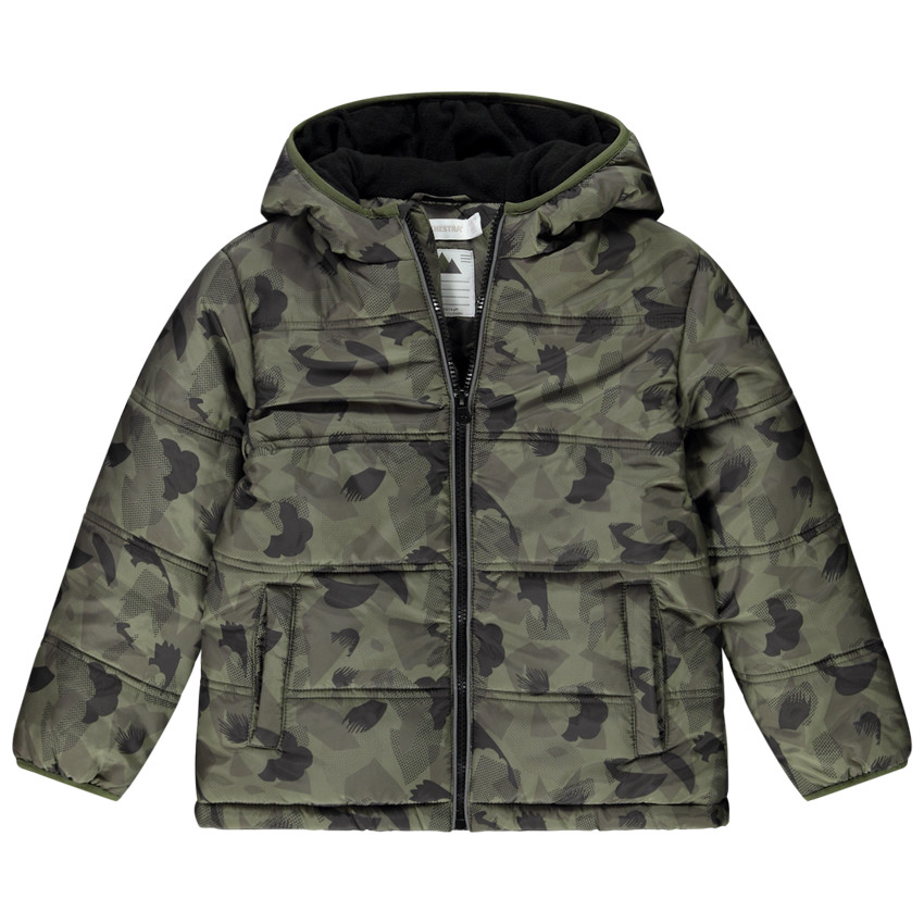 Donsjas met capuchon in camouflageprint voor jongens 