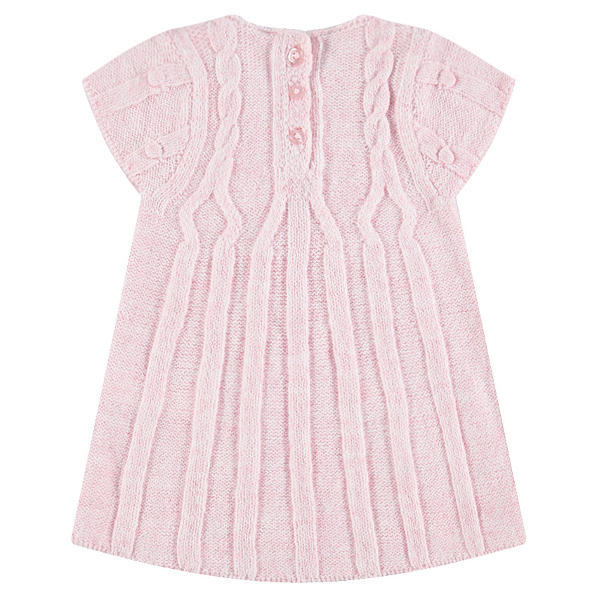 Robe manches courtes en tricot avec jeu de mailles 