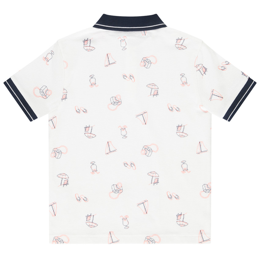poloshirt met korte mouwen in gaas honingraat met print voor jongens 